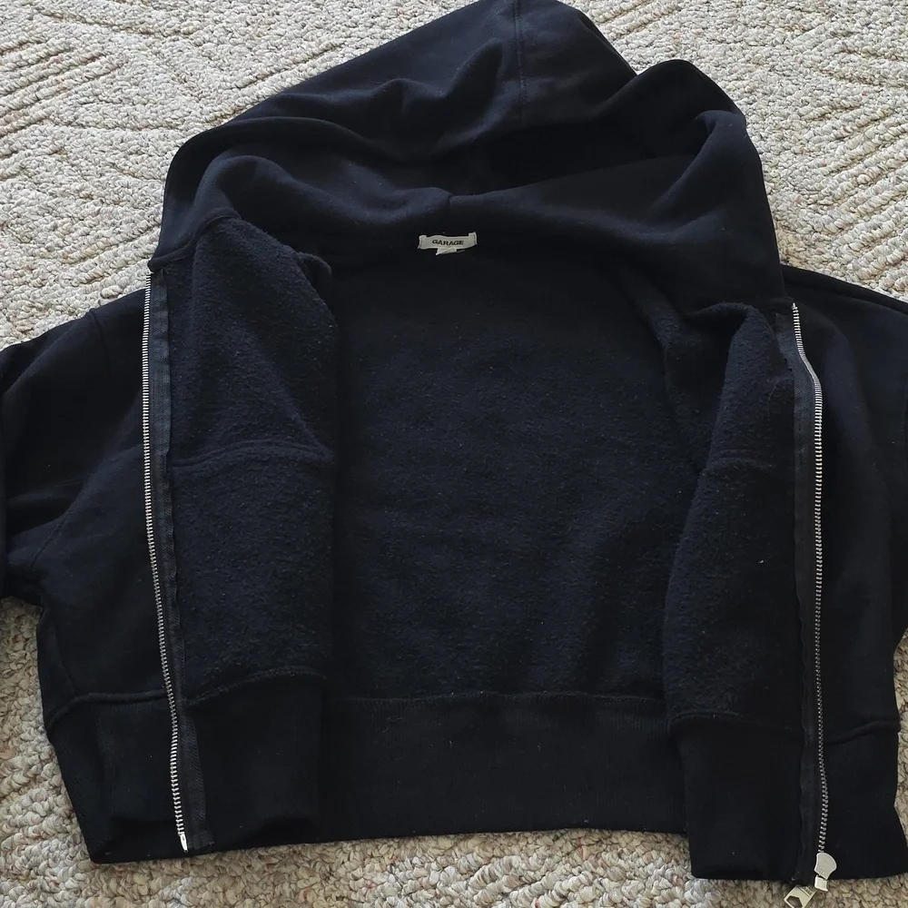 Garage Black Cropped Zip Hoodie Size Large - Picture 8 of 9